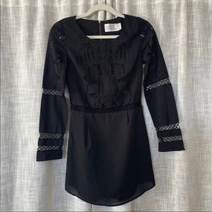 Three of Something Black Embroidered Dress